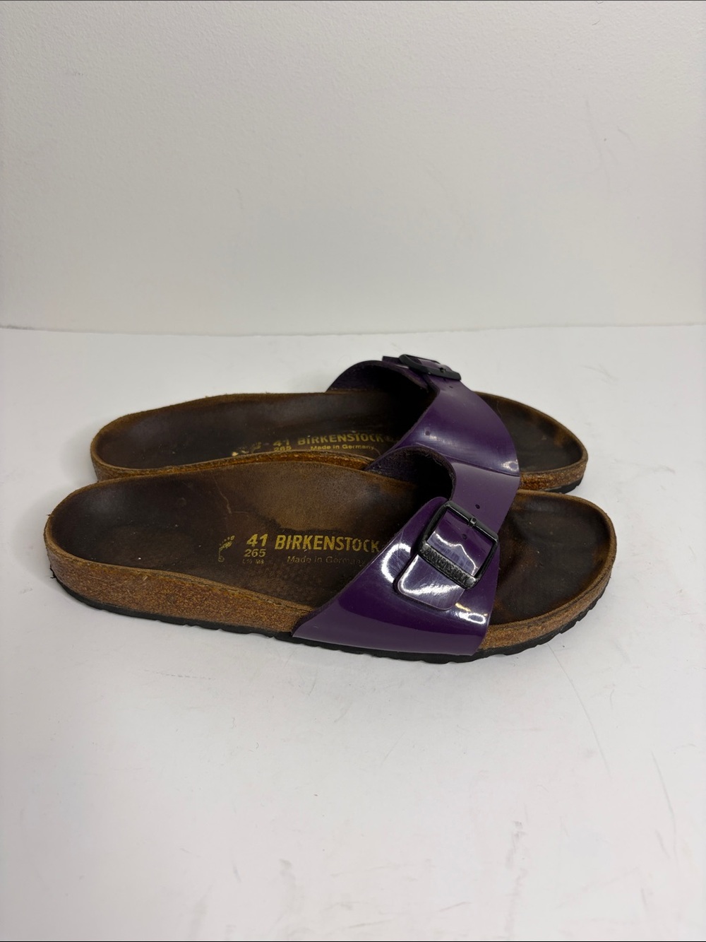 Birkenstock Sandals Womens 41 10 Madrid Purple Birko Flor Faux Leather Slides